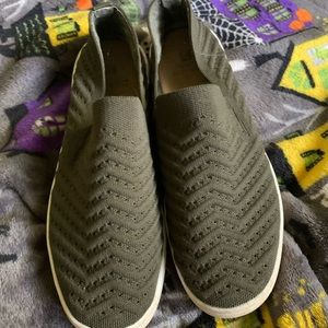 Olive green slip on comfort shoes